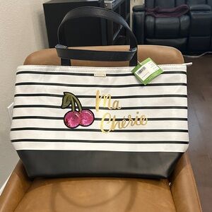 Kate Spade Black and White Striped Tote NWT